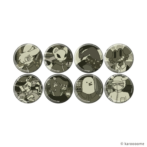 "karoooome knowledge" Pin Badge 01 / Complete Set (All 8 Varieties) (Official Artwork)