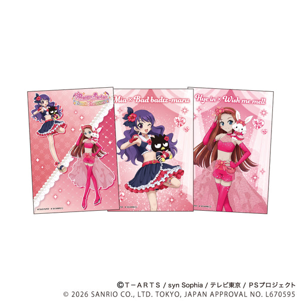 『プリティーシリーズ×サンリオキャラクターズ』L版ブロマイド3枚セット02/上葉みあ×バッドばつ丸&へイン×ウィッシュミーメル(コラボイラスト)