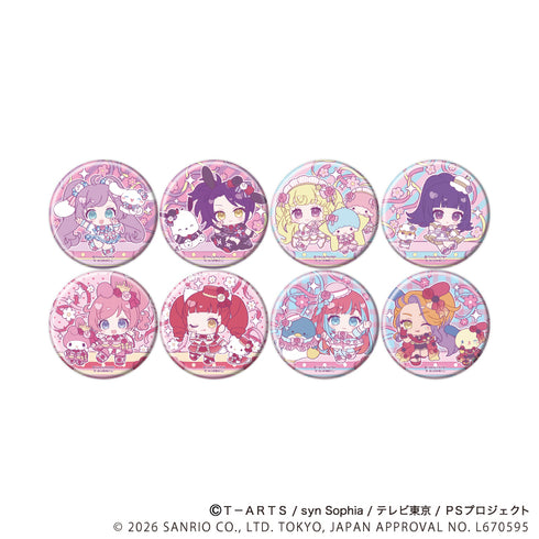 『プリティーシリーズ×サンリオキャラクターズ』缶バッジ04/BOX2 コンプリートセット(全8種) ミニキャラデザイン(コラボイラスト)