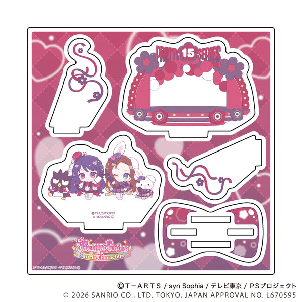 『プリティーシリーズ×サンリオキャラクターズ』アクリルスタンドプレート02/上葉みあ×バッドばつ丸&へイン×ウィッシュミーメル(コラボイラスト)