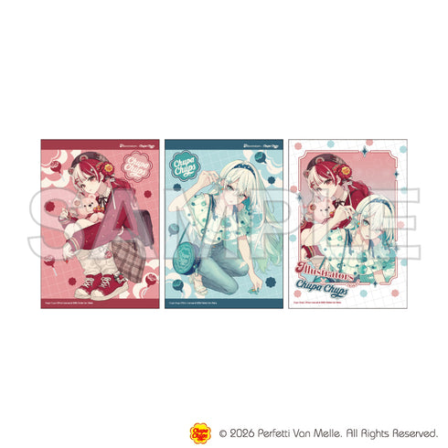 『複数イラストレーター×チュッパチャプス』L版ブロマイド3枚セット01/赤倉(コラボイラスト)
