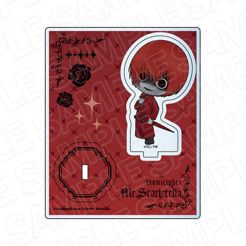 "Moji-ka-ka" Acrylic Stand: The Man with the Red Umbrella (Rose) - Chibi Version