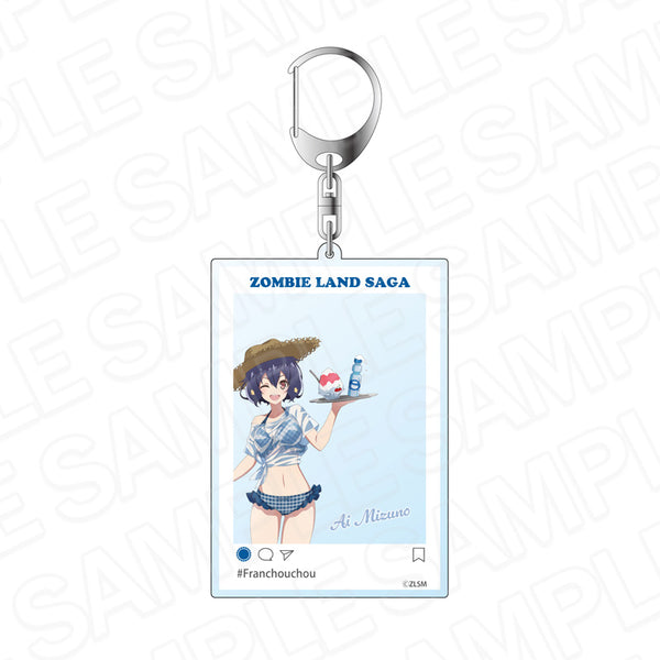 『ゾンビランドサガ ゆめぎんがパラダイス』SNS風アクリルキーホルダー 水野愛 常夏海の家 ver.