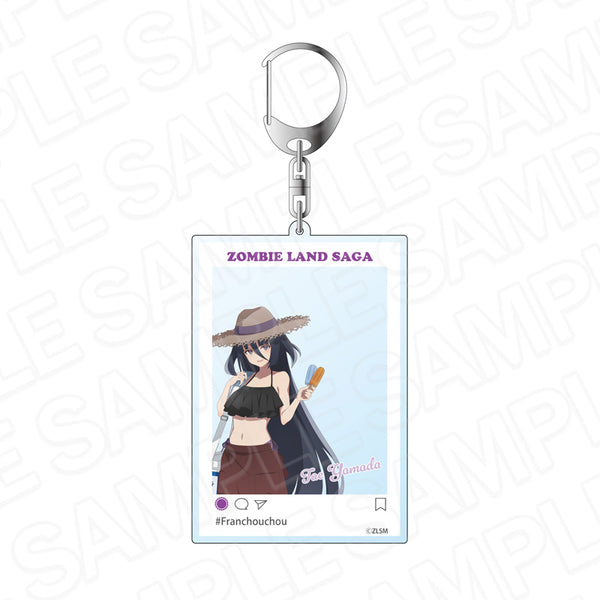 『ゾンビランドサガ ゆめぎんがパラダイス』SNS風アクリルキーホルダー 山田たえ 常夏海の家 ver.