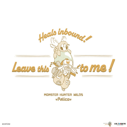 『モンスターハンターワイルズ』シーンイラストTシャツ 3(アイルー&回復ミツムシ)ホワイト