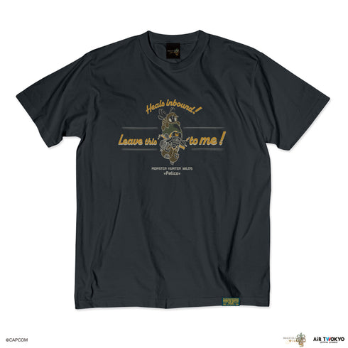 "Monster Hunter: World" Scene Illustration T-Shirt 3 (Ailuro & Healing Beetle) Charcoal