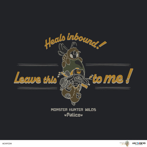 "Monster Hunter: World" Scene Illustration T-Shirt 3 (Ailuro & Healing Beetle) Charcoal
