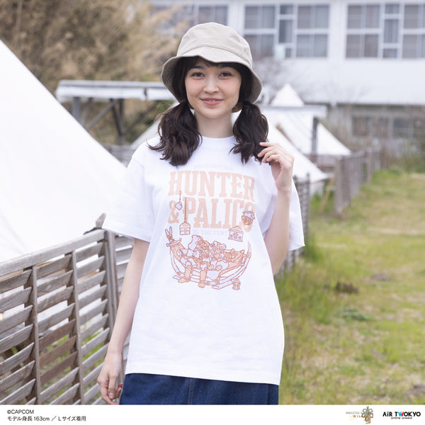 "Monster Hunter: World" Scene Illustration T-Shirt 6 (Hunter & Ailuro) White