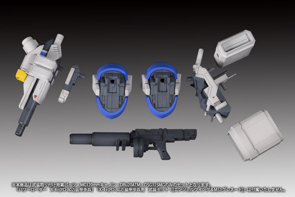 『POWERDoLLS』プラスチックキット X-4+ PD-802 装甲歩兵用 武装セット2 武装取り付け用肩パーツ&MC120mmキャノン&DRu20ATM&DSG11SMG