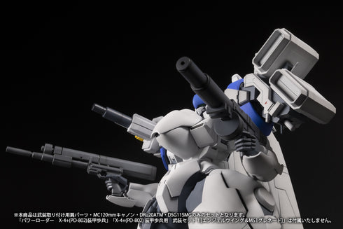 "POWERDoLLS" Plastic Kit X-4+ PD-802 Armored Infantry Weapon Set 2: Shoulder Parts for Weapon Mounting, MC 120mm Cannon, DRu20ATM, and DSG11 SMG
