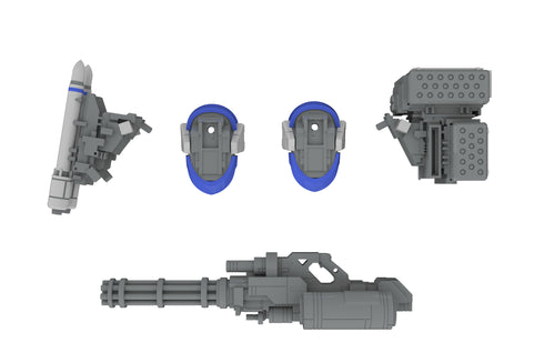 "POWERDoLLS" Plastic Kit X-4+ PD-802 Armored Infantry Weapon Set 3: Shoulder Parts for Weapon Mounting & DRu35 MLC & R25 Rocket & M7A Gatling Gun