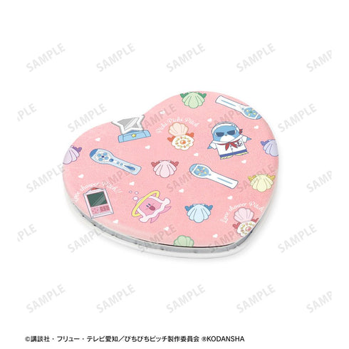 『ぴちぴちピッチ』モチーフ柄 ハート型折りたたみミラー【202506再販】