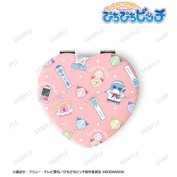 『マーメイドメロディーぴちぴちピッチ』モチーフ柄 ハート型折りたたみミラー