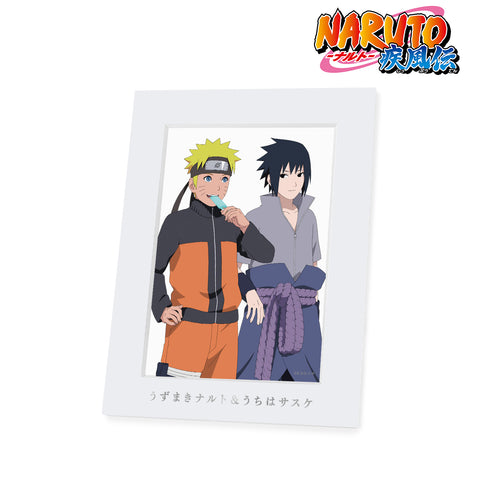 『NARUTO-ナルト- 疾風伝』描き下ろしイラスト うずまきナルト&うちはサスケ A 過去と現在ver. キャラファインマット