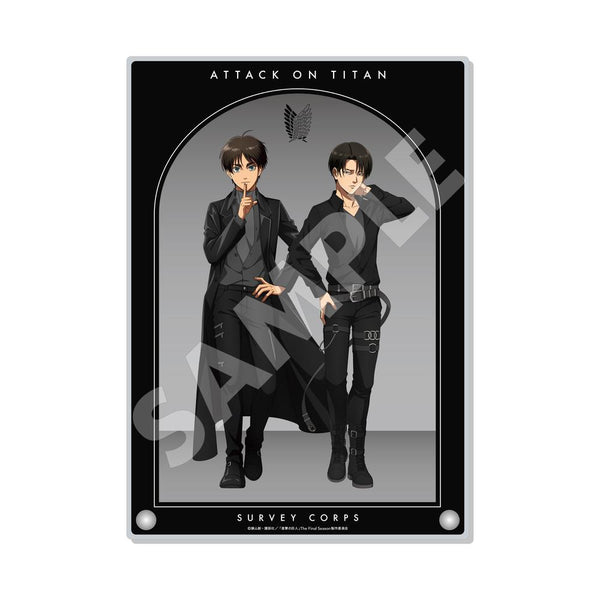 "Attack on Titan" Black & White Ver. Acrylic Board /01 Eren & Levi (Black)
