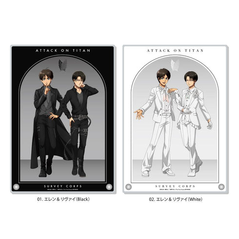 "Attack on Titan" Black & White Ver. Acrylic Board /01 Eren & Levi (Black)