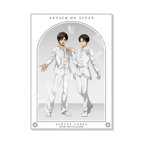 "Attack on Titan" Black & White Ver. Acrylic Board /02 Eren & Levi (White)