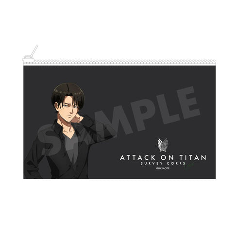 "Attack on Titan" Black & White Ver. Clear Pouch /02 Levi (Black)