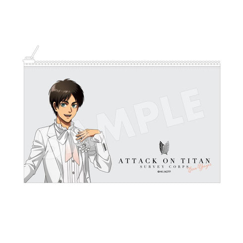"Attack on Titan" Black & White Ver. Clear Pouch /03 Eren (White)
