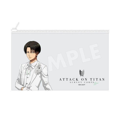 "Attack on Titan" Black & White Ver. Clear Pouch /04 Levi (White)