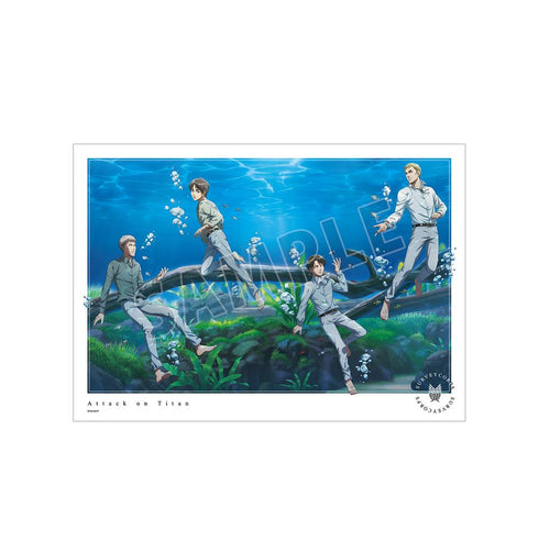 『進撃の巨人』描き下ろしイラスト 集合 水中浮遊ver. A3マット加工ポスター【202512再販】