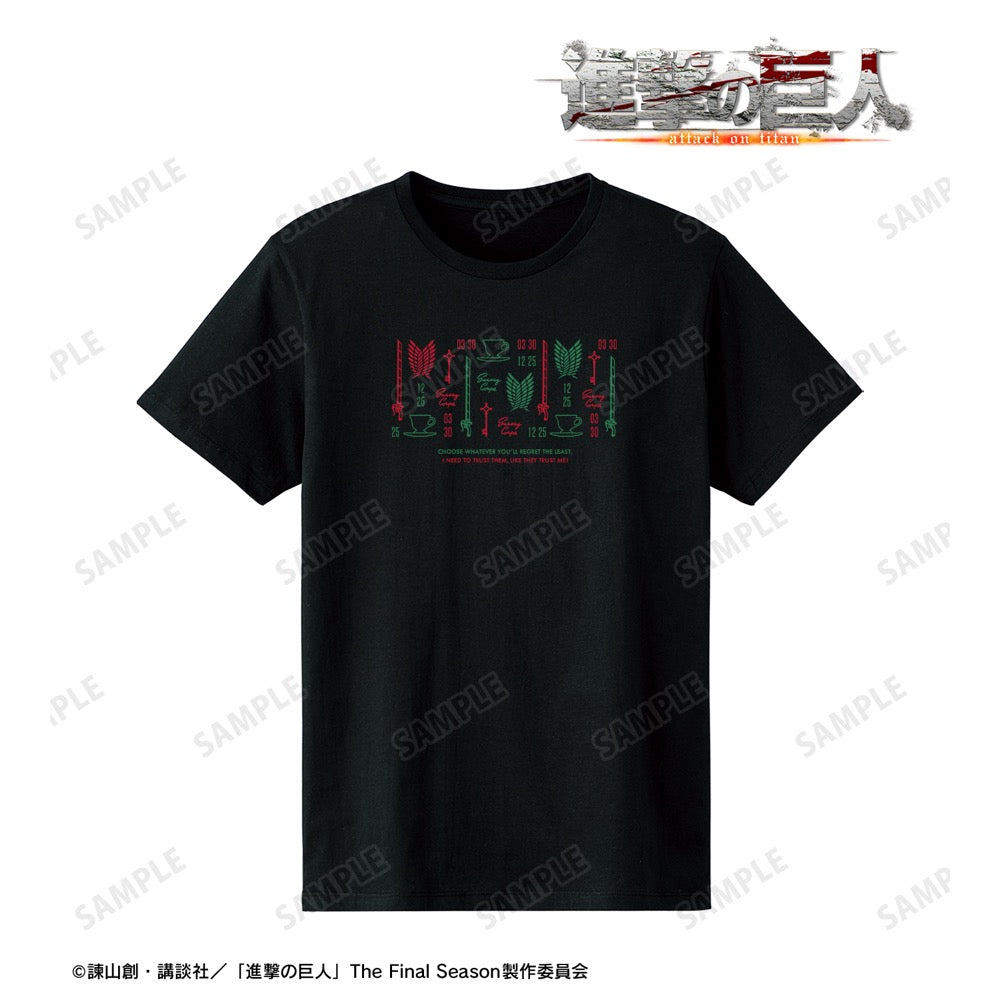 進撃の巨人』 エレン＆リヴァイ モチーフ柄 Tシャツメンズ【202405再販 