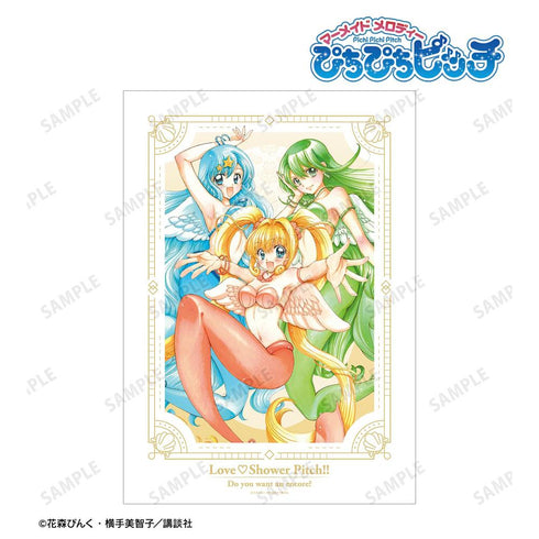 『ぴちぴちピッチ』花森ぴんく先生 描き下ろし 集合 羽を纏ったマーメイドver. A3マット加工ポスター【202606再販】