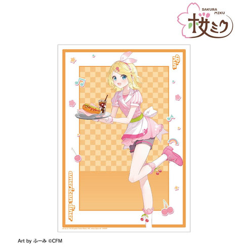 『桜ミク』描き下ろし 鏡音リン アメリカンダイナーver. Art by ふーみ A3マット加工ポスター