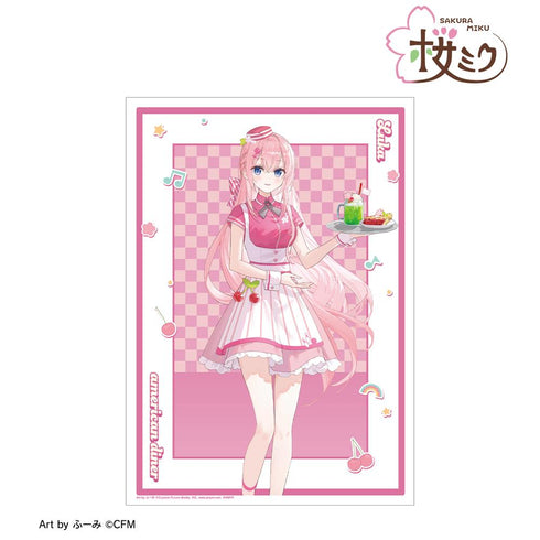 『桜ミク』描き下ろし 巡音ルカ アメリカンダイナーver. Art by ふーみ A3マット加工ポスター