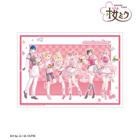 『桜ミク』描き下ろし 集合 アメリカンダイナーver. Art by ふーみ A3マット加工ポスター