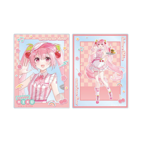 『桜ミク』描き下ろし 桜ミク アメリカンダイナーver. Art by ふーみ アクリルカード2枚セット