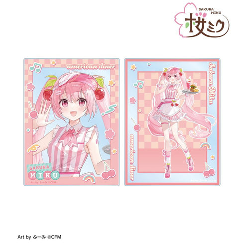 『桜ミク』描き下ろし 桜ミク アメリカンダイナーver. Art by ふーみ アクリルカード2枚セット