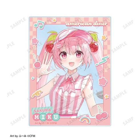 『桜ミク』描き下ろし 桜ミク アメリカンダイナーver. Art by ふーみ アクリルカード2枚セット