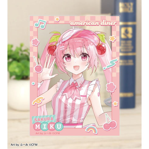 『桜ミク』描き下ろし 桜ミク アメリカンダイナーver. Art by ふーみ アクリルカード2枚セット