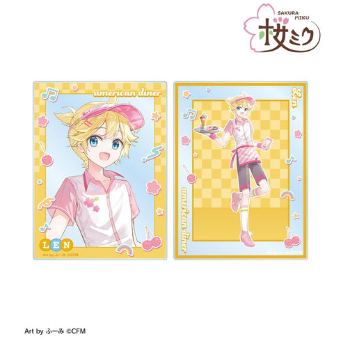 『桜ミク』描き下ろし 鏡音レン アメリカンダイナーver. Art by ふーみ アクリルカード2枚セット
