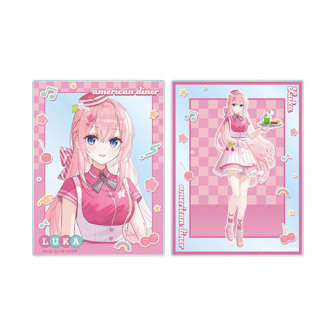 『桜ミク』描き下ろし 巡音ルカ アメリカンダイナーver. Art by ふーみ アクリルカード2枚セット