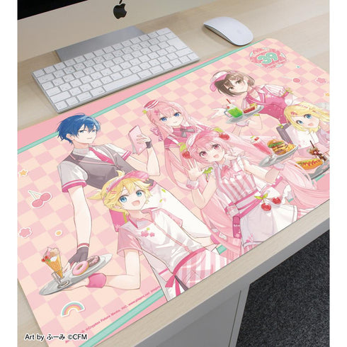 『桜ミク』描き下ろし 集合 アメリカンダイナーver. Art by ふーみ マルチデスクマット