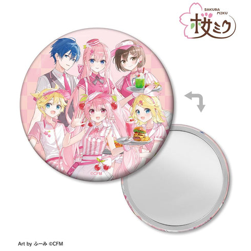 『桜ミク』描き下ろし 集合 アメリカンダイナーver. Art by ふーみ 缶ミラー
