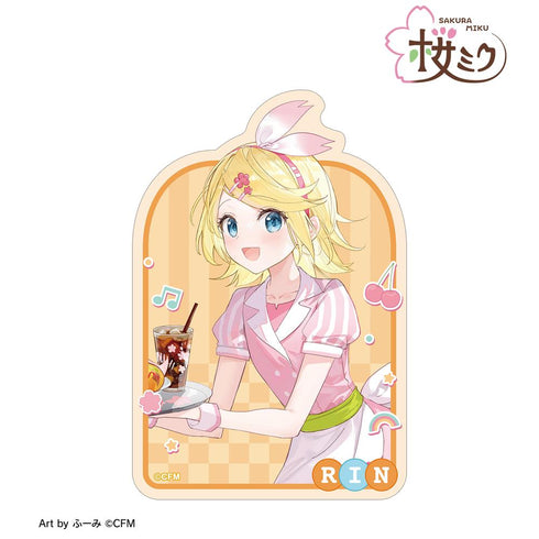 『桜ミク』描き下ろし 鏡音リン アメリカンダイナーver. Art by ふーみ ダイカットステッカー