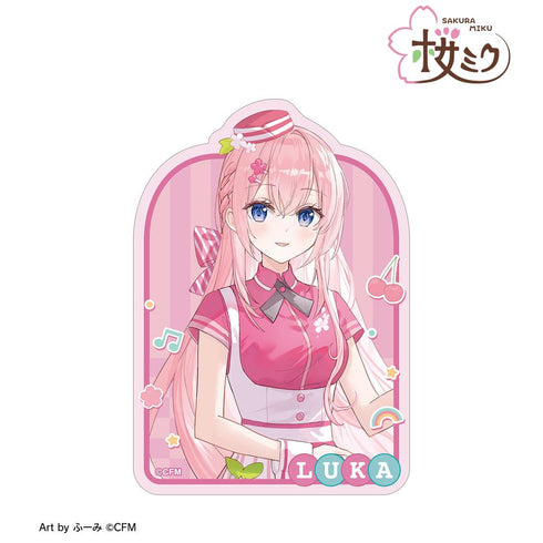 『桜ミク』描き下ろし 巡音ルカ アメリカンダイナーver. Art by ふーみ ダイカットステッカー