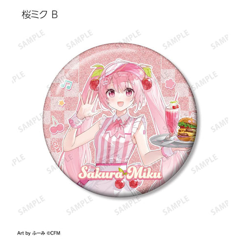 『桜ミク』描き下ろし アメリカンダイナーver. Art by ふーみ トレーディンググリッター缶バッジ(単位/BOX)