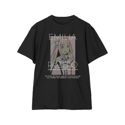 『Re:ゼロから始める異世界生活』エミリア オーロラフラッシュTシャツメンズ