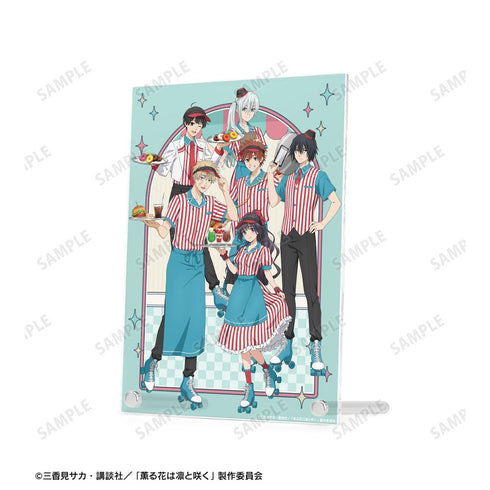 "Fragrant Flowers Bloom with Dignity" Original Illustration Group Shot: American Diner Ver. A5 Acrylic Panel