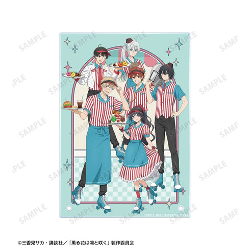 "Fragrant Flowers Bloom with Dignity" Original Illustration Group Shot: American Diner Ver. A5 Acrylic Panel