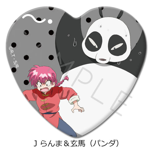 『らんま1/2』ハート型缶バッジ J らんま&玄馬(パンダ)