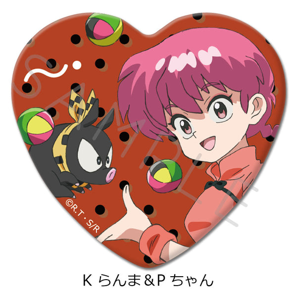 『らんま1/2』ハート型缶バッジ K らんま&Pちゃん