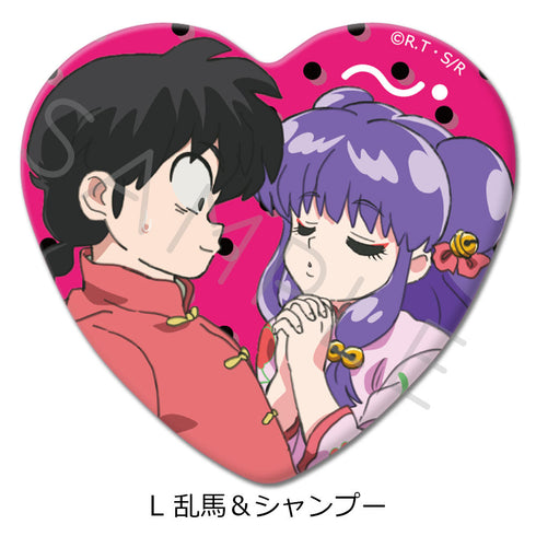『らんま1/2』ハート型缶バッジ L 乱馬&シャンプー