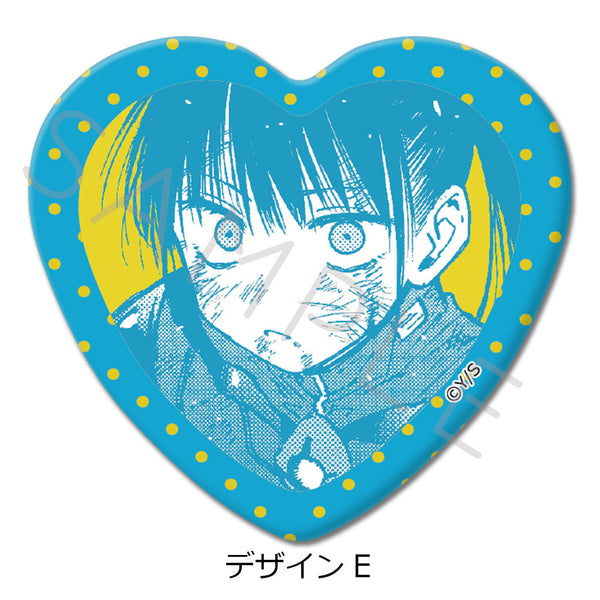 『雷雷雷』ハート型缶バッジ E