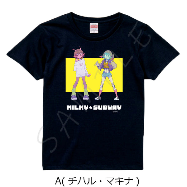 『銀河特急 ミルキー☆サブウェイ』Tシャツ A チハル・マキナ ブラック XLサイズ