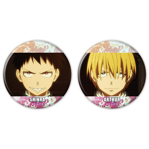 『炎炎ノ消防隊 参ノ章』オーロラ缶バッジ2個セット 森羅 日下部&アーサー・ボイル